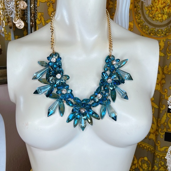 Blue cobalt crystal flower 18